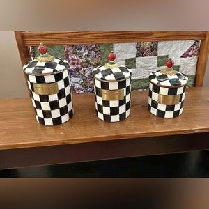 Mackenzie Childs courtly check canister set. Never used